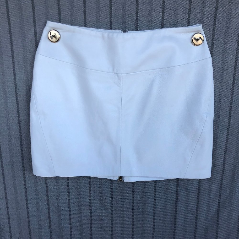 White Leather Zip Skirt
